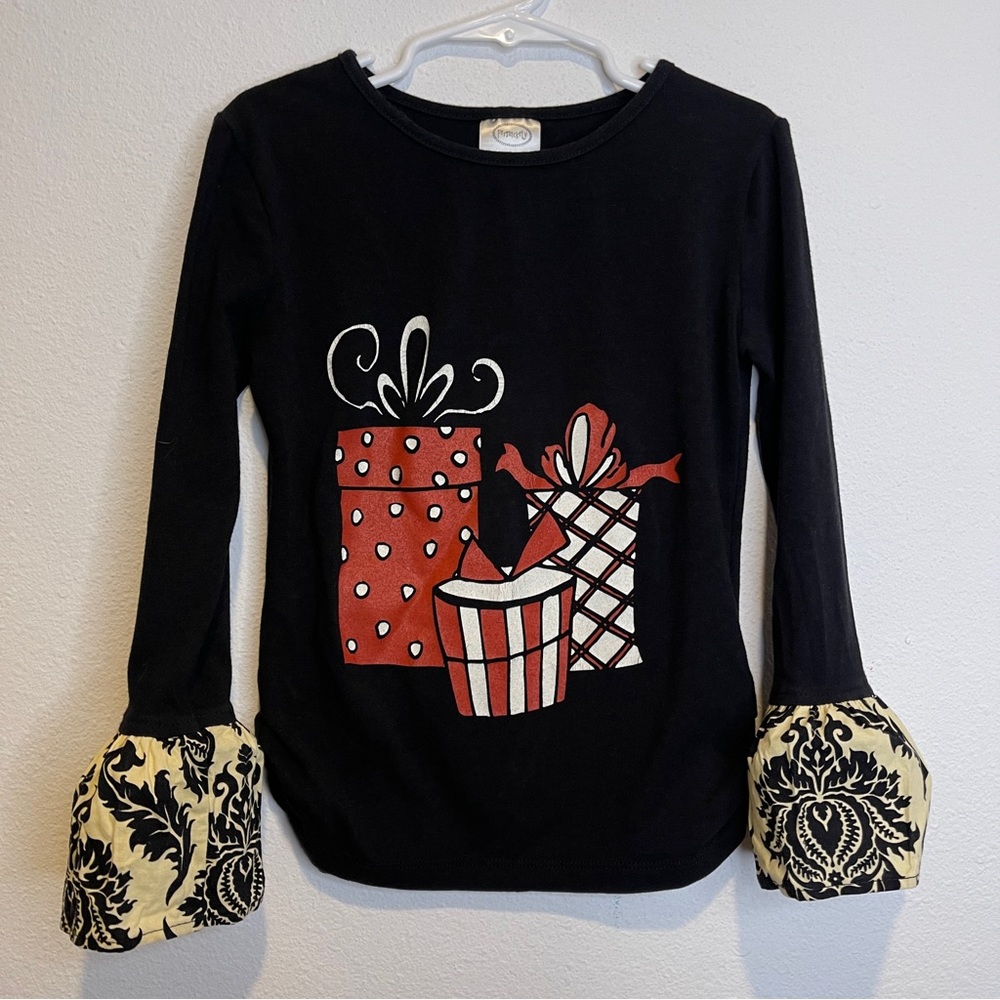 persnickety christmas present ruffle top